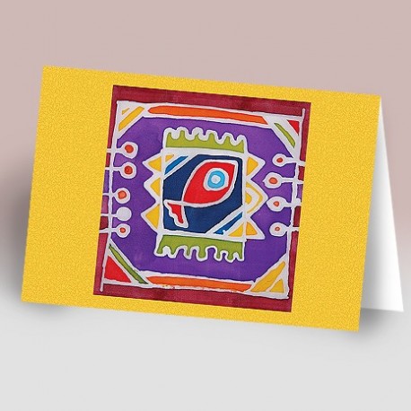 کارت پستال 14.5×21 (ماهي باتيک زمينه زرد)